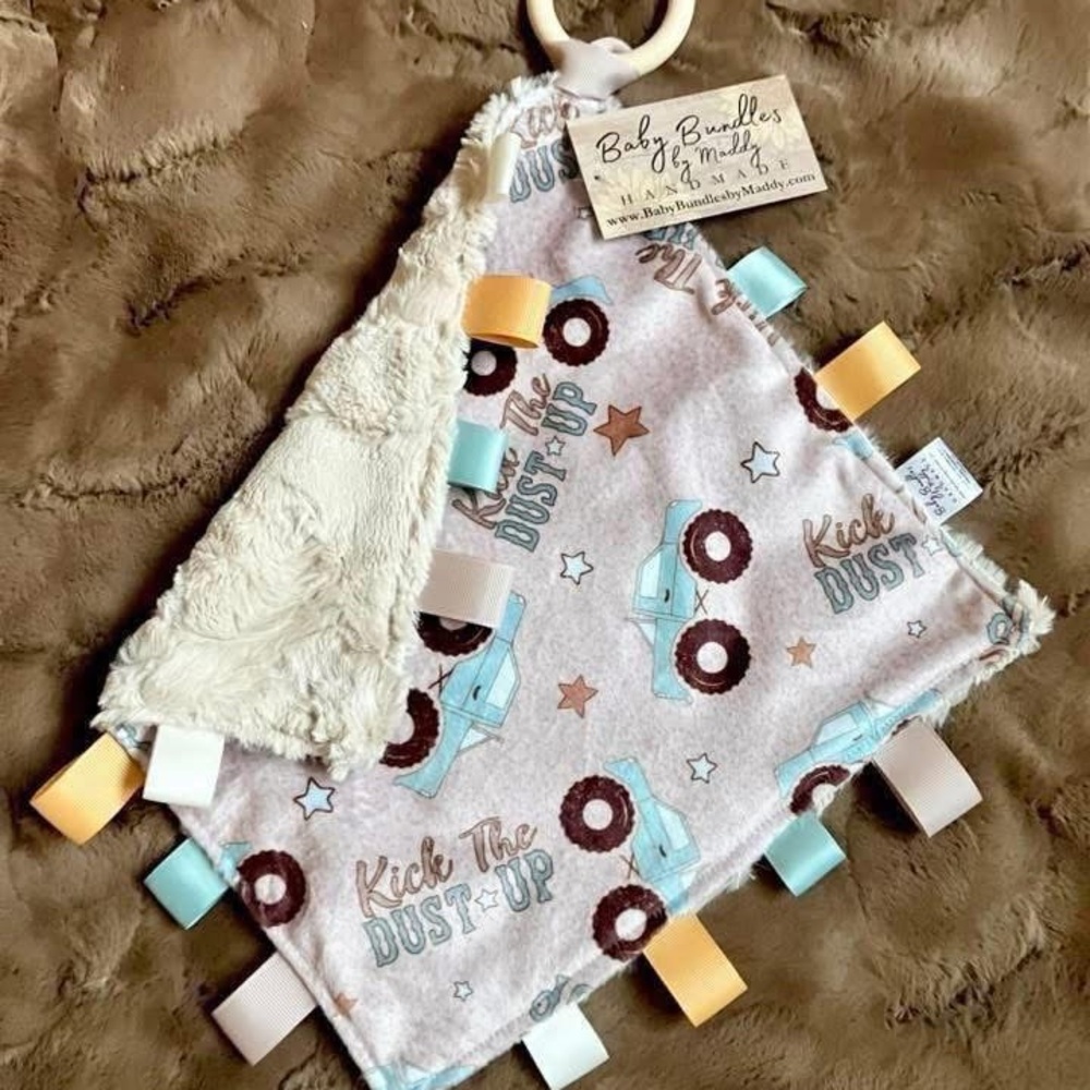 Kids Tag Blanket - Blue and Brown